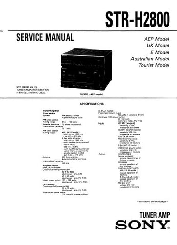 SONY STR-H2800 TUNER AMPLIFIER SERVICE MANUAL INC PCBS SCHEM DIAGS AND PARTS LIST 41 PAGES ENG