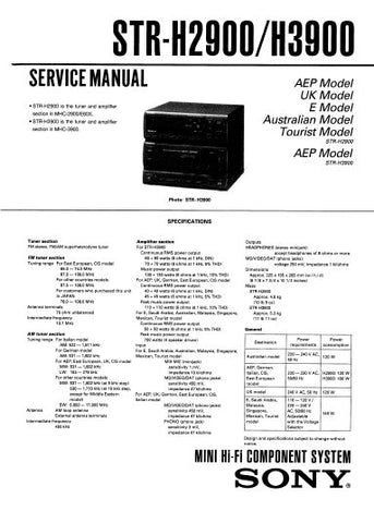 SONY STR-H2900 STR-H3900 MHC-2900 E60X MHC-3900 MINI HIFI COMPONENT SYSTEM SERVICE MANUAL INC BLK DIAG PCBS SCHEM DIAGS AND PARTS LIST 37 PAGES ENG