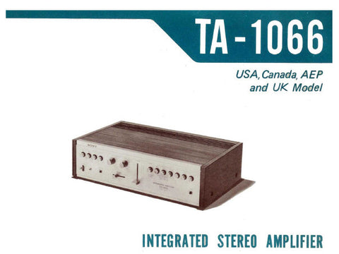 SONY TA-1066 INTEGRATED STEREO AMPLIFIER SERVICE MANUAL INC BLK AND LEVEL DIAG PCB SCHEM DIAG AND PARTS LIST 14 PAGES ENG