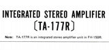 SONY TA-177R INTEGRATED STEREO AMPLIFIER SERVICE MANUAL INC BLK DIAG PCBS SCHEM DIAG AND PARTS LIST 24 PAGES ENG