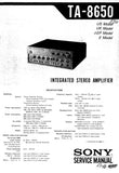 SONY TA-8650 INTEGRATED STEREO AMPLIFIER SERVICE MANUAL INC BLK DIAG PCBS SCHEM DIAG AND PARTS LIST 34 PAGES ENG