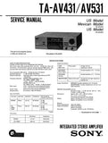 SONY TA-AV431 TA-AV531 INTEGRATED STEREO AMPLIFIER SERVICE MANUAL INC BLK DIAG PCBS SCHEM DIAG AND PARTS LIST 29 PAGES ENG