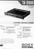 SONY TA-D900 ELECTRONIC CROSSOVER NETWORK SERVICE MANUAL INC BLK DIAG PCBS SCHEM DIAG AND PARTS LIST 36 PAGES ENG