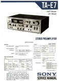 SONY TA-E7 STEREO PREAMPLIFIER SERVICE MANUAL INC BLK DIAG PCBS SCHEM DIAGS AND PARTS LIST 33 PAGES ENG