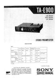 SONY TA-E900 STEREO PREAMPLIFIER SERVICE MANUAL INC BLK DIAG PCBS SCHEM DIAG AND PARTS LIST 33 PAGES ENG