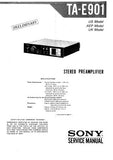 SONY TA-E901 STEREO PREAMPLIFIER SERVICE MANUAL INC PCBS SCHEM DIAG AND PARTS LIST 17 PAGES ENG
