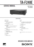 SONY TA-F248E INTEGRATED STEREO AMPLIFIER SERVICE MANUAL INC SCHEM DIAGS AND PARTS LIST 13 PAGES ENG