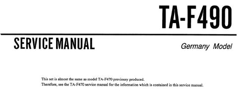 SONY TA-F490 INTEGRATED STEREO AMPLIFIER SERVICE MANUAL 2 PAGES ENG