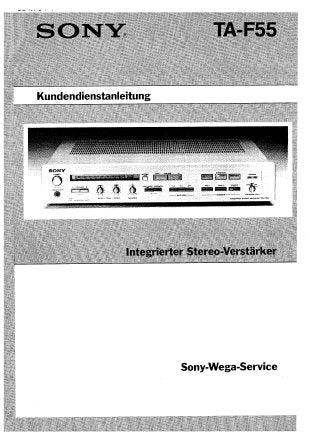 SONY TA-F55 INTEGRIERTER STEREO-VERSTARKER KUNDENDIENSTANLEITUNG MIT ANSCHLUSSPLAN BLOCK SCHALTBILD SCHALTUNGSBESCHREIBUNG SCHALTBILDER ERSATZTEILLISTE UND BESCHREIBUNG 28 SEIT DEUT