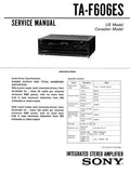 SONY TA-F606ES INTEGRATED STEREO AMPLIFIER SERVICE MANUAL INC CONN DIAG BLK DIAG PCBS SCHEM DIAGS AND PARTS LIST 25 PAGES ENG