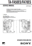 SONY TA-FA50ES TA-FA70ES INTEGRATED STEREO AMPLIFIER SERVICE MANUAL INC PCBS SCHEM DIAGS AND PARTS LIST 21 PAGES ENG