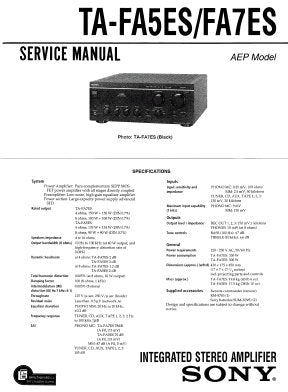 SONY TA-FA5ES TA-FA7ES INTEGRATED STEREO AMPLIFIER SERVICE MANUAL INC PCBS SCHEM DIAG AND PARTS LIST 30 PAGES ENG