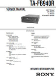 SONY TA-FB940R INTEGRATED STEREO AMPLIFIER SERVICE MANUAL INC PCBS SCHEM DIAGS AND PARTS LIST 26 PAGES ENG