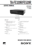 SONY TA-FE320R TA-FE520R INTEGRATED STEREO AMPLIFIER SERVICE MANUAL INC SCHEM DIAGS AND PARTS LIST 20 PAGES ENG