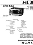 SONY TA-H4700 INTEGRATED STEREO AMPLIFIER SERVICE MANUAL INC PCBS SCHEM DIAGS AND PARTS LIST 29 PAGES ENG