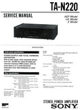 SONY TA-N220 STEREO POWER AMPLIFIER SERVICE MANUAL INC BLK DIAG PCBS SCHEM DIAG AND PARTS LIST 12 PAGES ENG