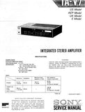 SONY TA-V7 INTEGRATED STEREO AMPLIFIER SERVICE MANUAL INC BLK DIAG PCBS SCHEM DIAGS AND PARTS LIST 19 PAGES ENG