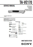 SONY TA-VE170 HOME THEATER SYSTEM SERVICE MANUAL INC BLK DIAG PCBS SCHEM DIAGS AND PARTS LIST 24 PAGES ENG