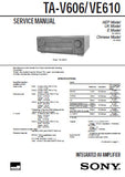 SONY TA-VE610 TA-V606 INTEGRATED AV AMPLIFIER SERVICE MANUAL INC PCBS SCHEM DIAGS AND PARTS LIST 31 PAGES ENG