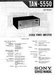 SONY TAN-5550 STEREO POWER AMPLIFIER SERVICE MANUAL INC BLK DIAG PCBS SCHEM DIAG AND PARTS LIST 13 PAGES ENG