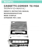 SONY TC-110A CASSETTE CORDER SONY O MATIC BEDIENUNGSANLEITUNG MODE D'EMPLOI ISTRUZIONI PER L'USO OWNER'S INSTRUCTION MANUAL 44 PAGES DEUT FRANC ITAL ENGPAGES