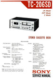 SONY TC-206SD STEREO CASSETTE DECK SERVICE MANUAL INC BLK DIAG PCBS SCHEM DIAG AND PARTS LIST 20 PAGES ENG