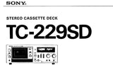 SONY TC-229SD STEREO CASSETTE DECK OWNER'S MANUAL 13 PAGES ENG