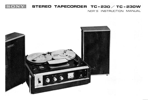 SONY TC-230 TC-230W STEREO TAPECORDER OWNER'S INSTRUCTION MANUAL 22 PAGES ENG