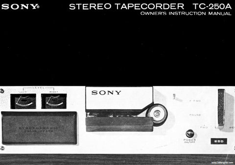 SONY TC-250A STEREO TAPECORDER OWNER'S INSTRUCTION MANUAL 17 PAGES ENG