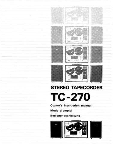 SONY TC-270 STEREO TAPECORDER OWNER'S INSTRUCTION MANUAL 33 PAGES ENG FRANC DEUT