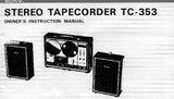 SONY TC-353 STEREO TAPECORDER OWNER'S INSTRUCTION MANUAL 14 PAGES ENG