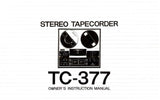 SONY TC-377 STEREO TAPECORDER OWNER'S INSTRUCTION MANUAL 16 PAGES ENG