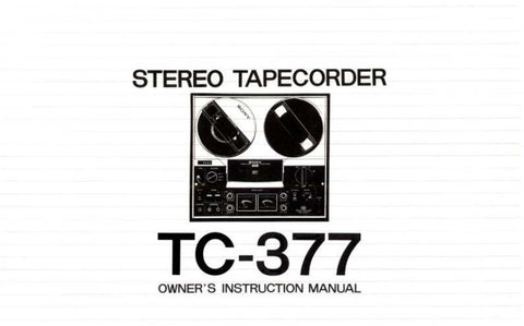 SONY TC-377 STEREO TAPECORDER OWNER'S INSTRUCTION MANUAL 16 PAGES ENG