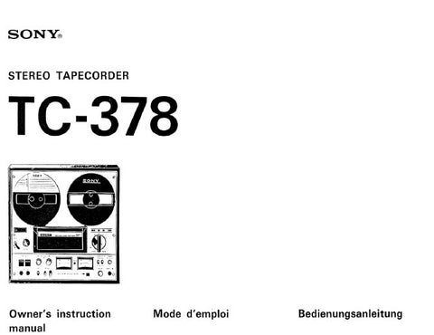 SONY TC-378 STEREO TAPECORDER OWNER'S MANUAL 13 PAGES ENG DEUT FRANC