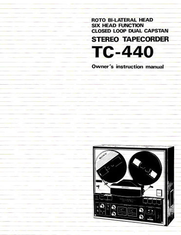 SONY TC-440 STEREO TAPECORDER OWNER'S INSTRUCTION MANUAL 19 PAGES ENG