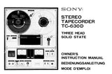 SONY TC-630D STEREO TAPECORDER OWNER'S INSTRUCTION MANUAL 25 PAGES ENG DEUT FRANC
