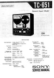 SONY TC-651 FOUR TRACK STEREO TAPECORDER SERVICE MANUAL INC BLK DIAGS PCBS SCHEM DIAGS AND PARTS LIST 43 PAGES ENG