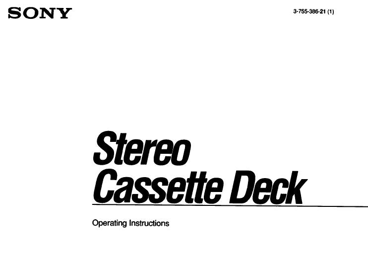 SONY TC-C521 STEREO CASSETTE DECK OPERATING INSTRUCTIONS 23 PAGES ENG