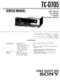 SONY TC-D705 STEREO CASSETTE TAPE DECK SERVICE MANUAL INC PCBS SCHEM DIAGS AND PARTS LIST 25 PAGES ENG