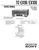 SONY TC-EX90 TC-EX100 STEREO CASSETTE TAPE DECK SERVICE MANUAL INC PCBS SCHEM DIAGS AND PARTS LIST 27 PAGES ENG