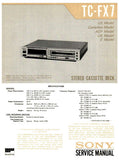 SONY TC-FX7 STEREO CASSETTE TAPE DECK SERVICE MANUAL INC BLK DIAGS PCBS SCHEM DIAGS AND PARTS LIST 41 PAGES ENG