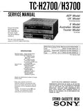 SONY TC-H2700 TC-H3700 STEREO CASSETTE TAPE DECK SERVICE MANUAL INC BLK DIAG PCBS SCHEM DIAGS AND PARTS LIST 39 PAGES ENG