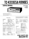 SONY TC-K333ESA TC-K990ES STEREO CASSETTE TAPE DECK SERVICE MANUAL INC BLK DIAG PCBS SCHEM DIAGS AND PARTS LIST 47 PAGES ENG