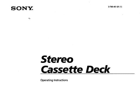 SONY TC-K361 TC-K461S STEREO CASSETTE DECK OPERATING INSTRUCTIONS 18 PAGES ENG