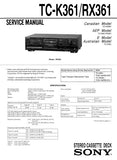 SONY TC-K361 TC-RX361 STEREO CASSETTE TAPE DECK SERVICE MANUAL INC BLK DIAG PCBS SCHEM DIAGS AND PARTS LIST 27 PAGES ENG