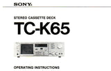 SONY TC-K65 STEREO CASSETTE DECK OPERATING INSTRUCTIONS 15 PAGES ENG