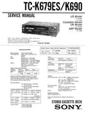 SONY TC-K679ES TC-K690 STEREO CASSETTE TAPE DECK SERVICE MANUAL INC PCBS SCHEM DIAG AND PARTS LIST 30 PAGES ENG