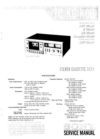 SONY TC-K6 TC-K6B STEREO CASSETTE TAPE DECK SERVICE MANUAL INC BLK DIAGS PCBS SCHEM DIAGS AND PARTS LIST 38 PAGES ENG