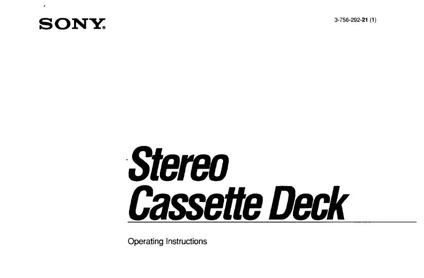 SONY TC-K707ES STEREO CASSETTE DECK OPERATING INSTRUCTIONS 20 PAGES ENG