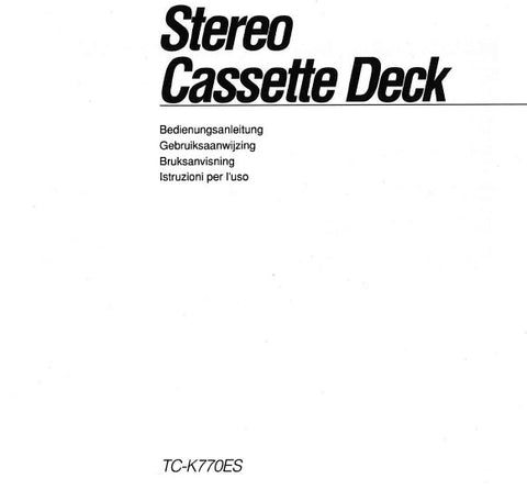 SONY TC-K770ES STEREO CASSETTE DECK OPERATING INSTRUCTIONS 33 PAGES DEUT NL ESP ITAL